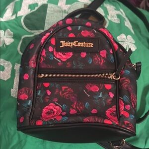 Juicy Couture Black and Pink Rose Backpack